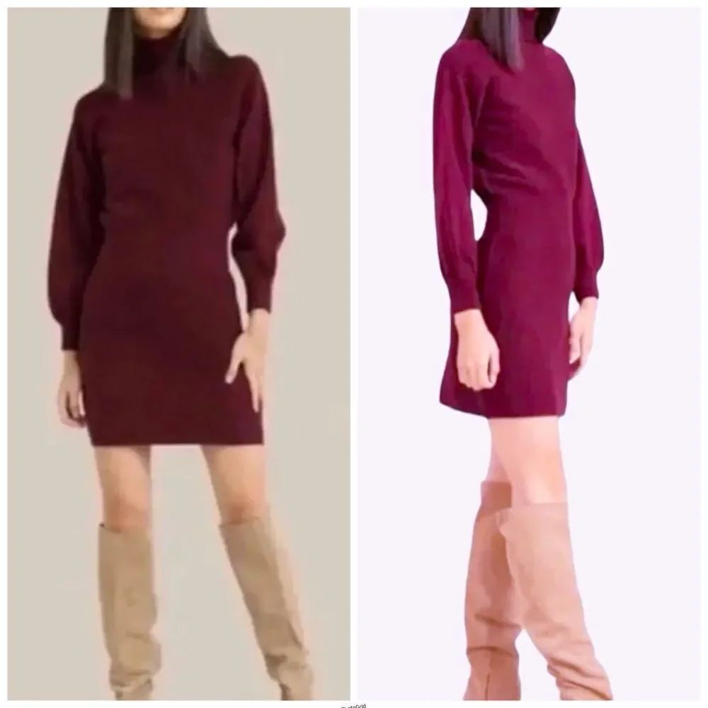 Modern Citizen Nisha Deep Burgundy Red Knit Turtleneck Dress
